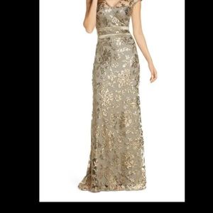 tadashi shoji dress BIZ18938LX gold size 10